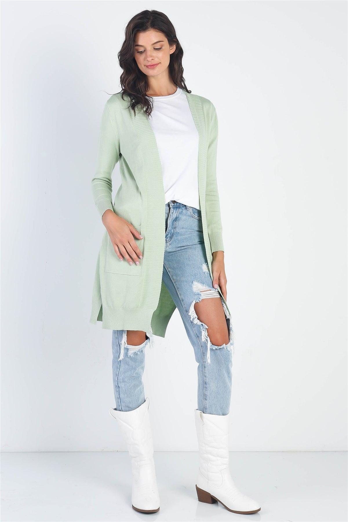 Sage Open Front Two Pocket Relax Fit Cardigan /2-2-2