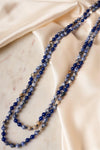 Navy Functional Wrappable Semi Precious Stone Necklace /4 Pieces