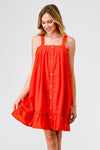 Tomato Cotton Button-Up Sleeveless Flare Hem Mini Dress /2-2-2