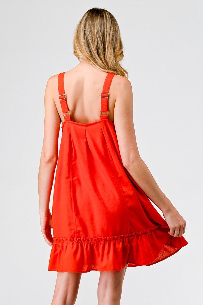 Tomato Cotton Button-Up Sleeveless Flare Hem Mini Dress /2-2-2