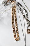 Gold Link Flat Chain Necklace /3 Pieces