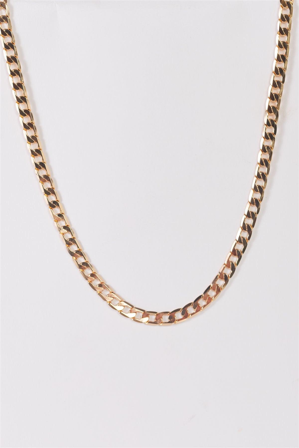 Gold Link Flat Chain Necklace /3 Pieces