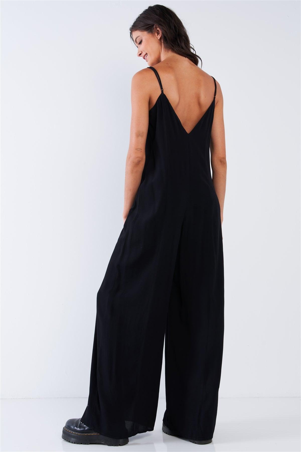 Silk Lined Adjustable Cami Strap V-Neck Button Up Jumpsuit /1-2-2-1