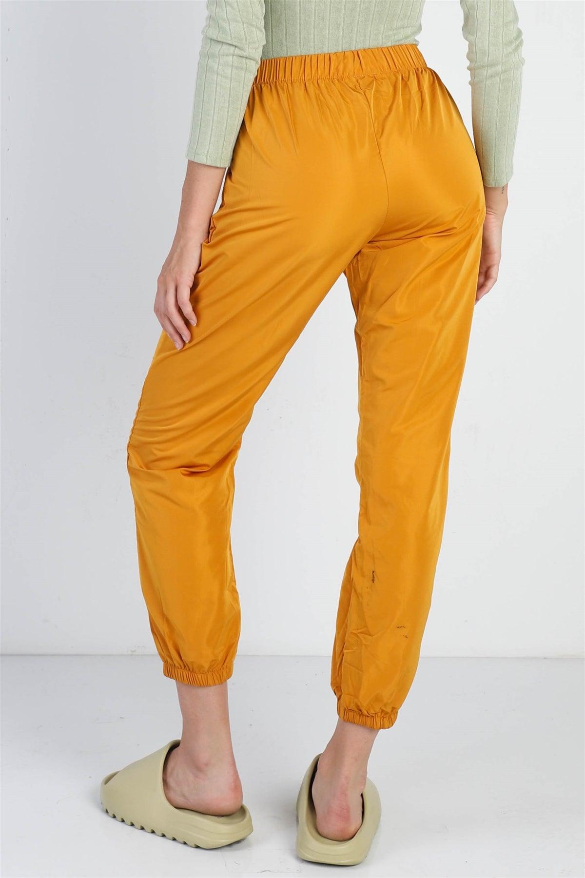 Mustard Glossy High Waist Cargo Jogger Pants /2-2-2