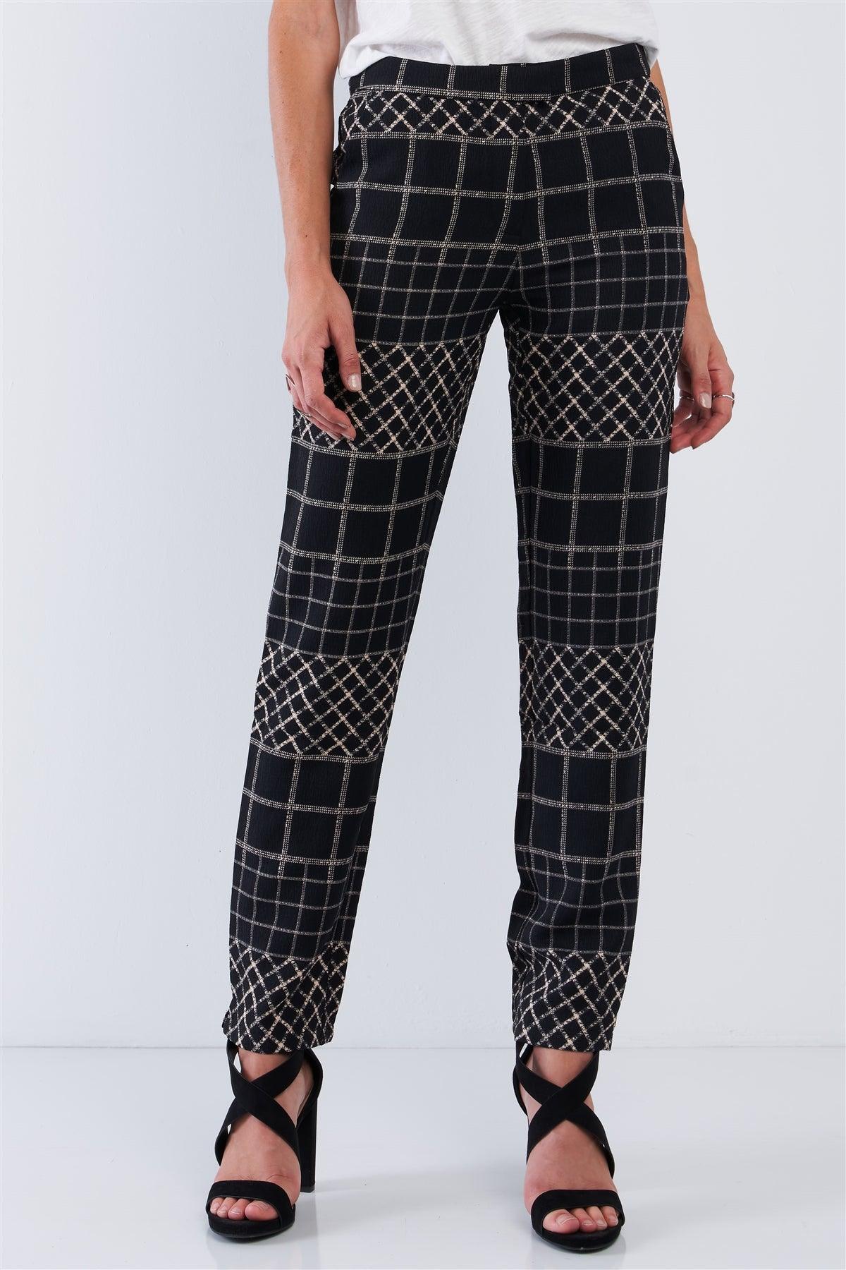 Black Tan Printed Relaxed Fit Slack Pant /1-2-2-1