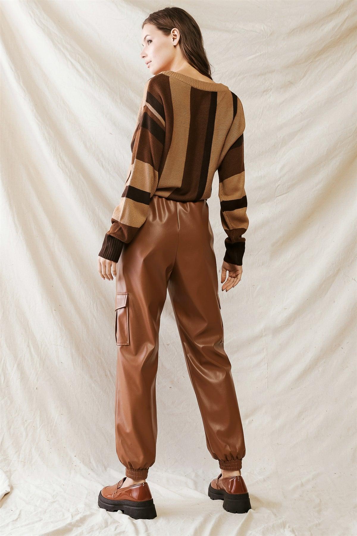 Camel Leather Four Pocket High Waist Pants /2-2-2