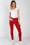 Dark Red Mid Rise Skinny Pants /2-2-2