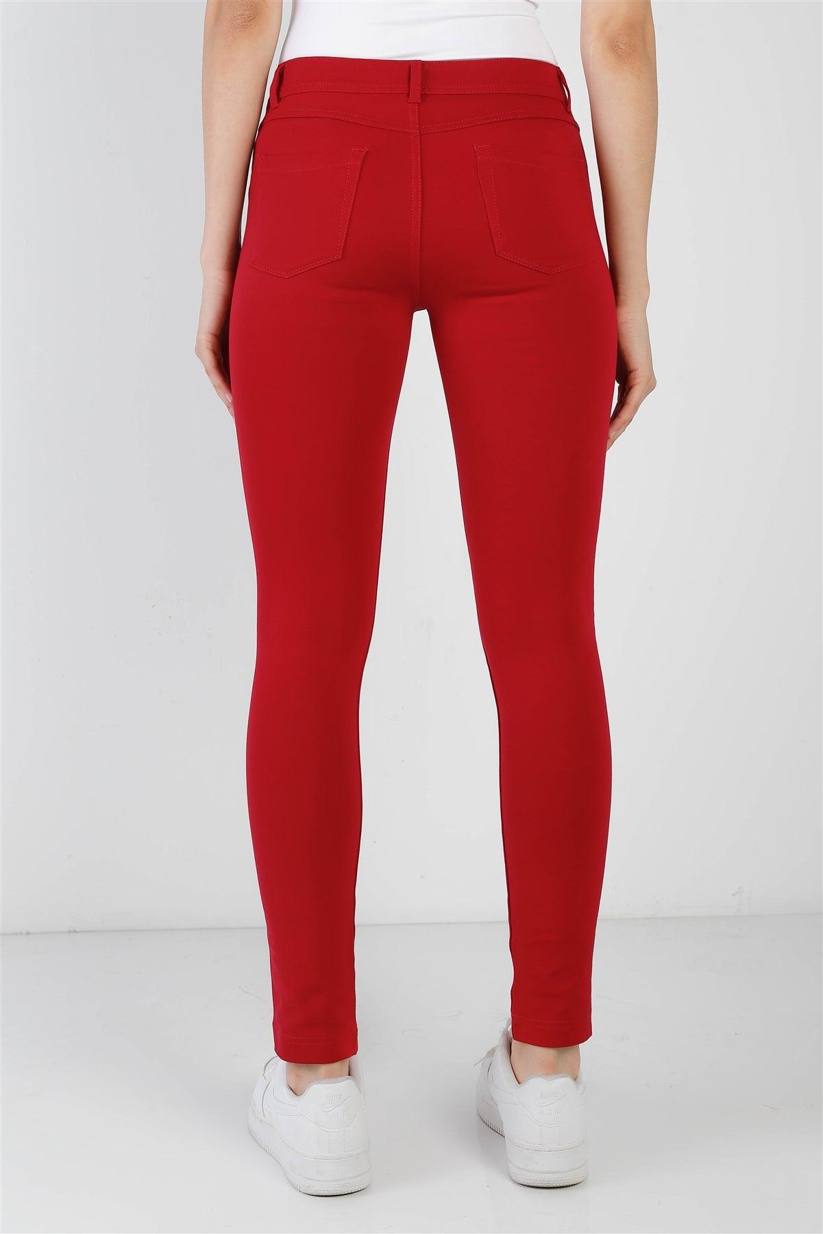 Dark Red Mid Rise Skinny Pants /2-2-2