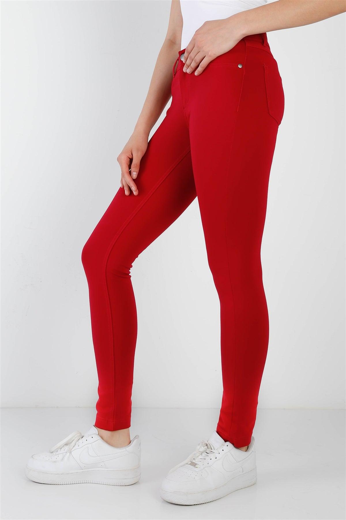 Dark Red Mid Rise Skinny Pants /2-2-2