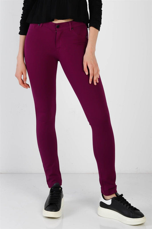 Magenta Mid Rise Skinny Pants /2-2-2