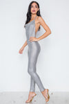 Silver Open Back Halter Neck Bodycon Jumpsuit /3-2-1