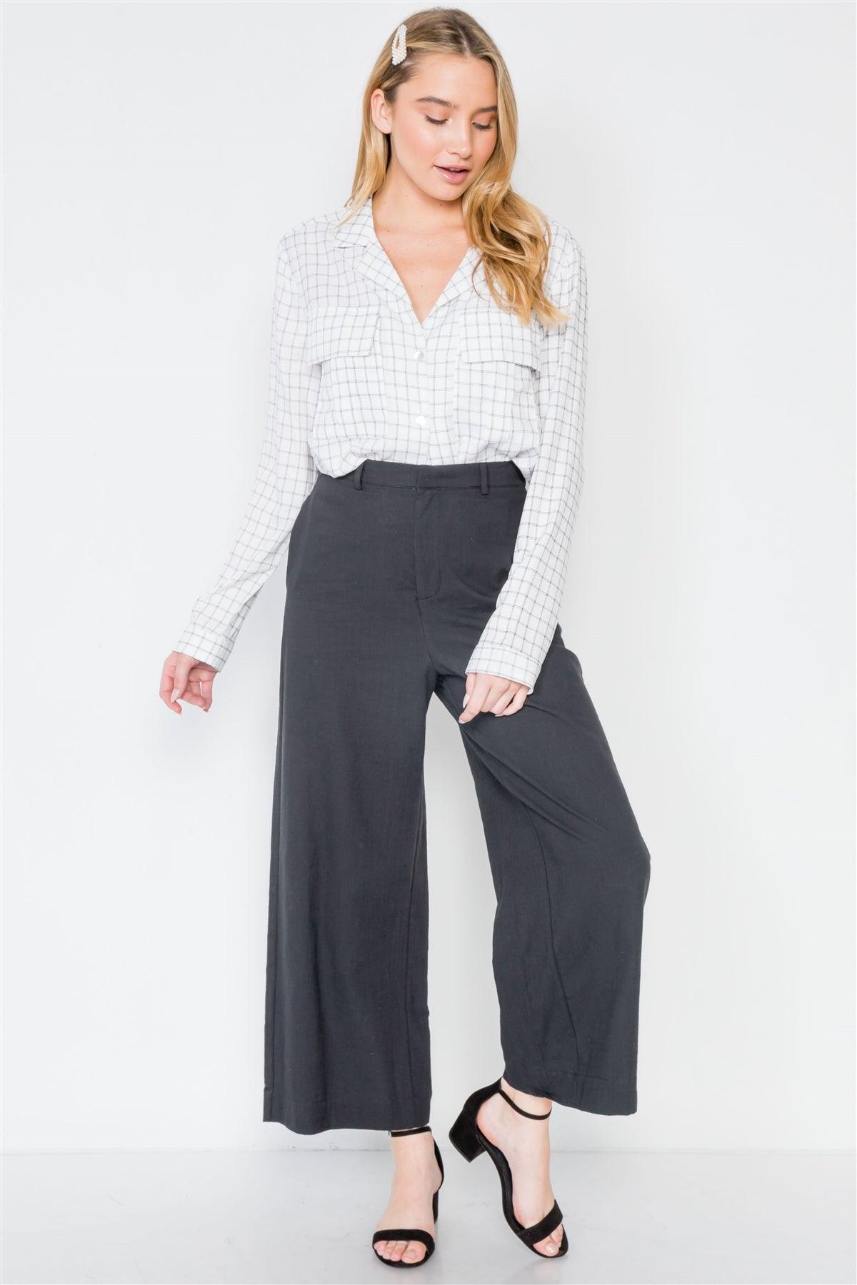 Black High-Waist Wide Leg Pants /2-2-2