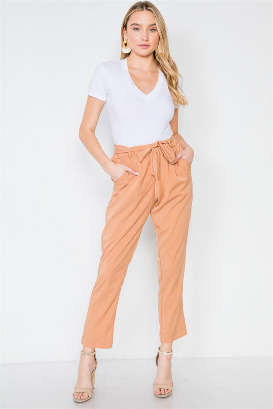 Camel High-Waist Font-Tie Pants /2-2-2