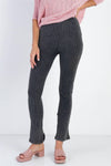 Charcoal Washed Cotton Ribbed Flare Legging Pants /2-2-1