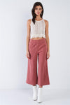 Dusty Rose Pink Cotton Pinstripe Gaucho Pants  /1-1-2-2