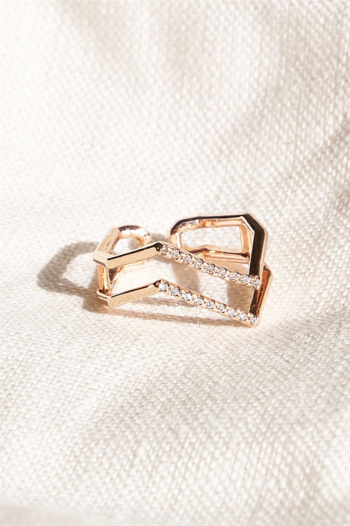 Rose Gold Geometric Diamond Ring /5 Pieces