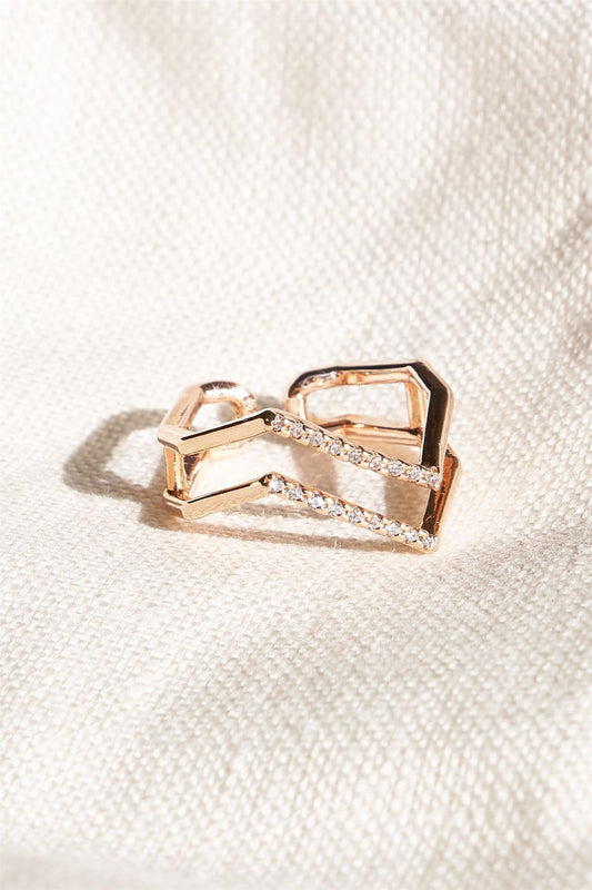 Rose Gold Geometric Diamond Ring /5 Pieces