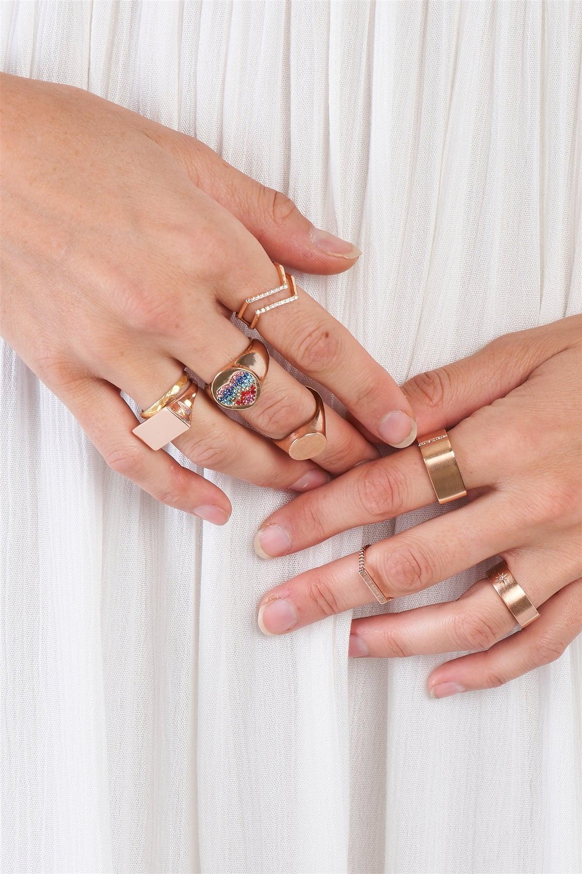 Rose Gold Geometric Diamond Ring /5 Pieces