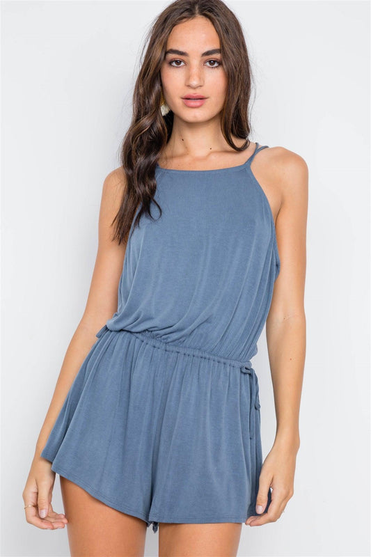 Blue Cross Low-Back Bow Romper