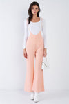 Blush Pink & White Polkadot Self Tie Spaghetti Strap Wide Leg Jumpsuit  /1-1-2-1