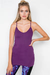 Purple Classic Knit Spaghetti Straps Stretchy Long Cami Top / 10 Pieces