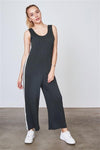 Green Side Stripe Contrast Sleeveless Jumpsuit /2-2-1