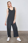 Green Side Stripe Contrast Sleeveless Jumpsuit /3-2-1