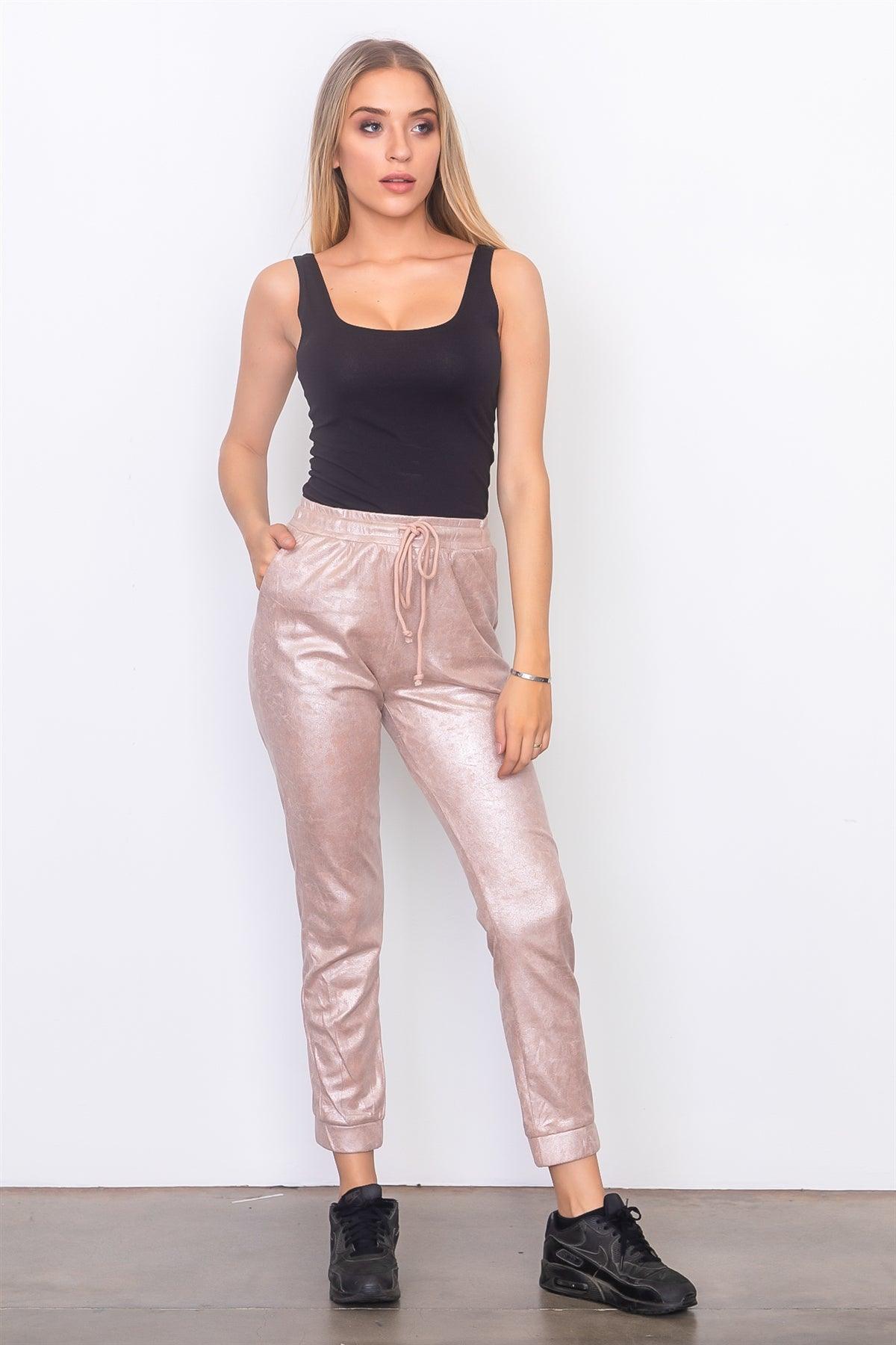 Blush Faux Suede Jogger Pants /3-2-1