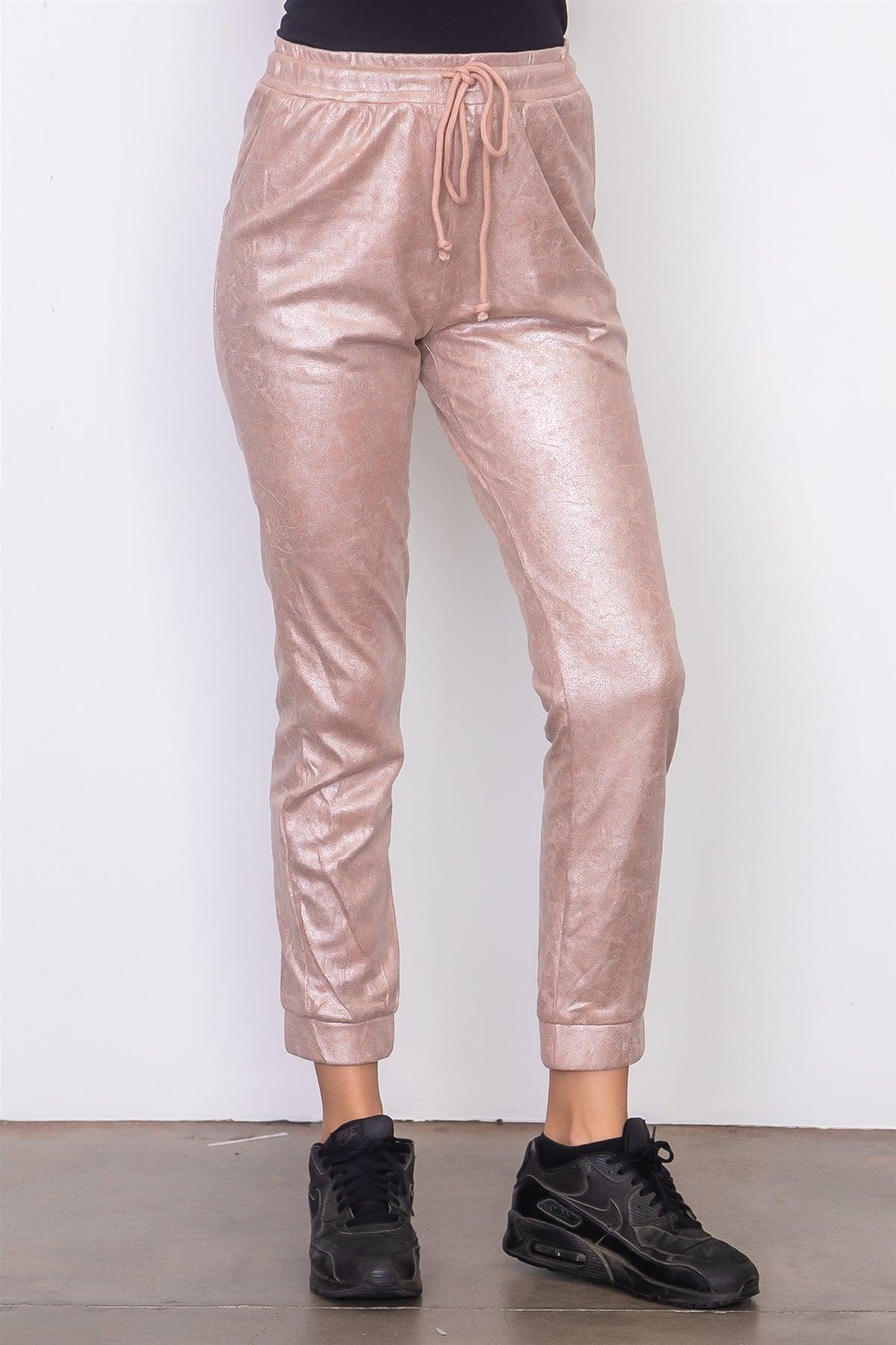 Blush Faux Suede Jogger Pants /3-2-1