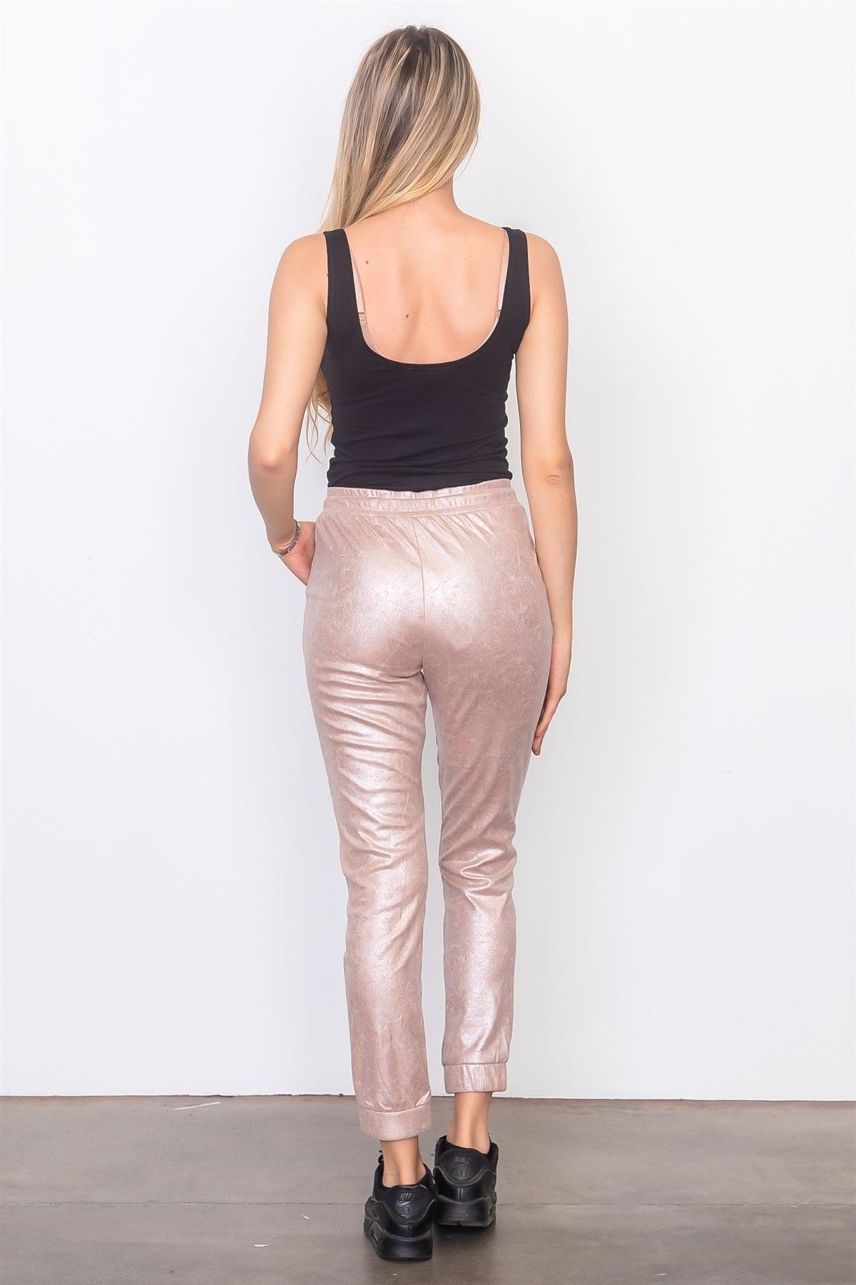 Blush Faux Suede Jogger Pants /3-2-1