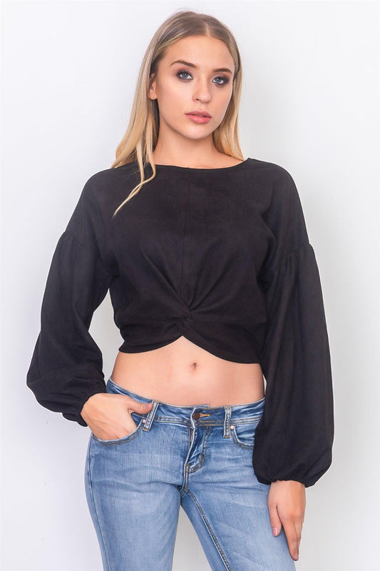 Black Twist Front Crop Top /3-2-1