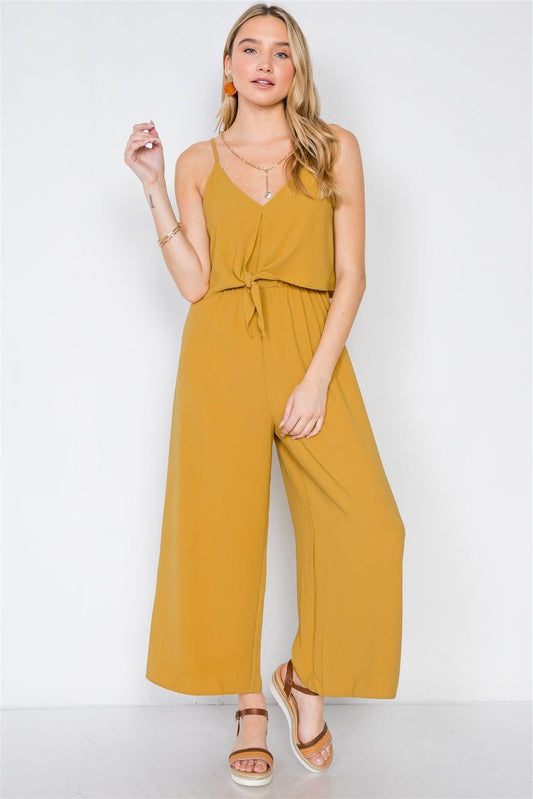 Saffron Cami Front Tie Wide Leg Solid Jumpsuit /3-2-1