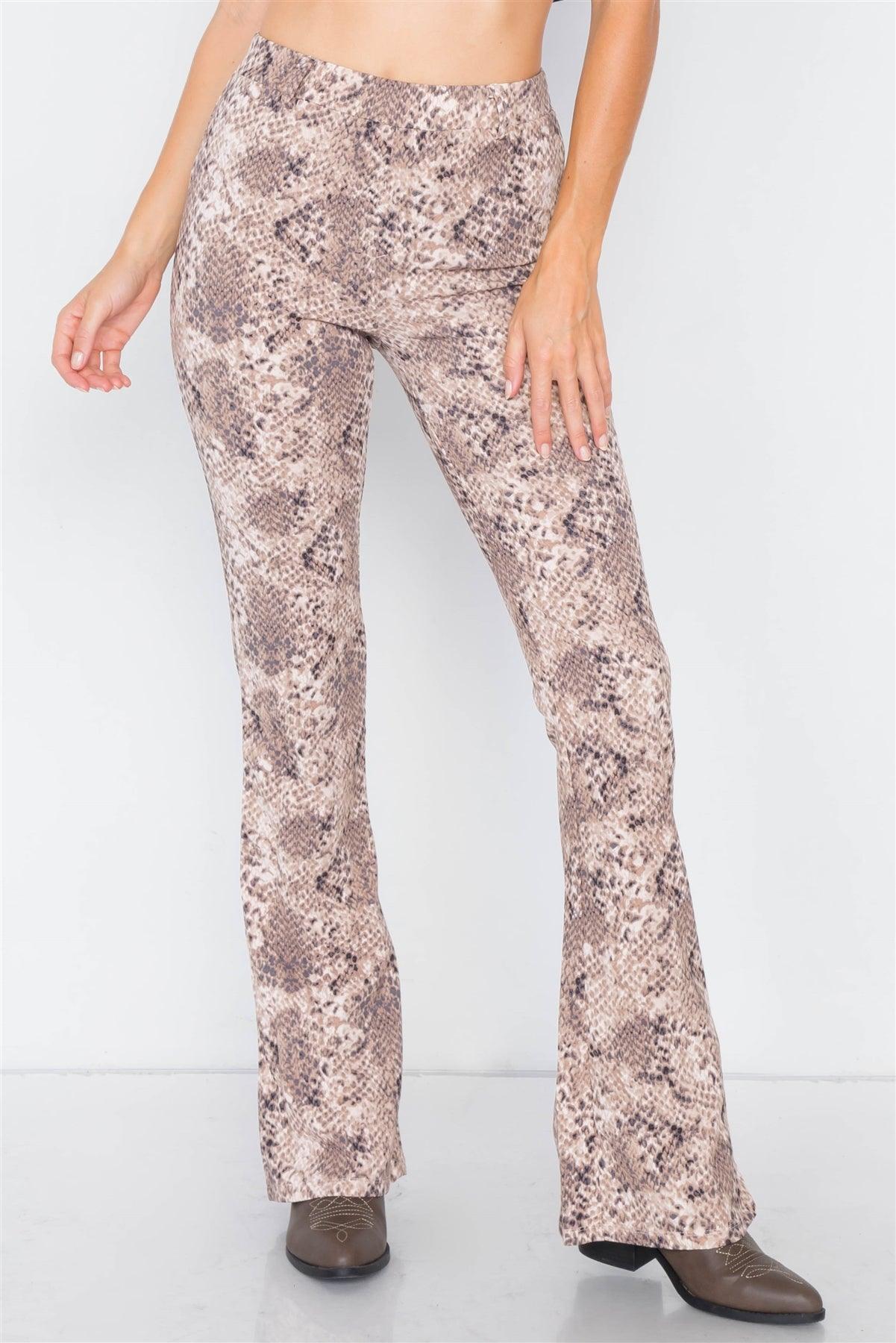 Snake Print High-Waist Flare Pant Leggings /3-2-1