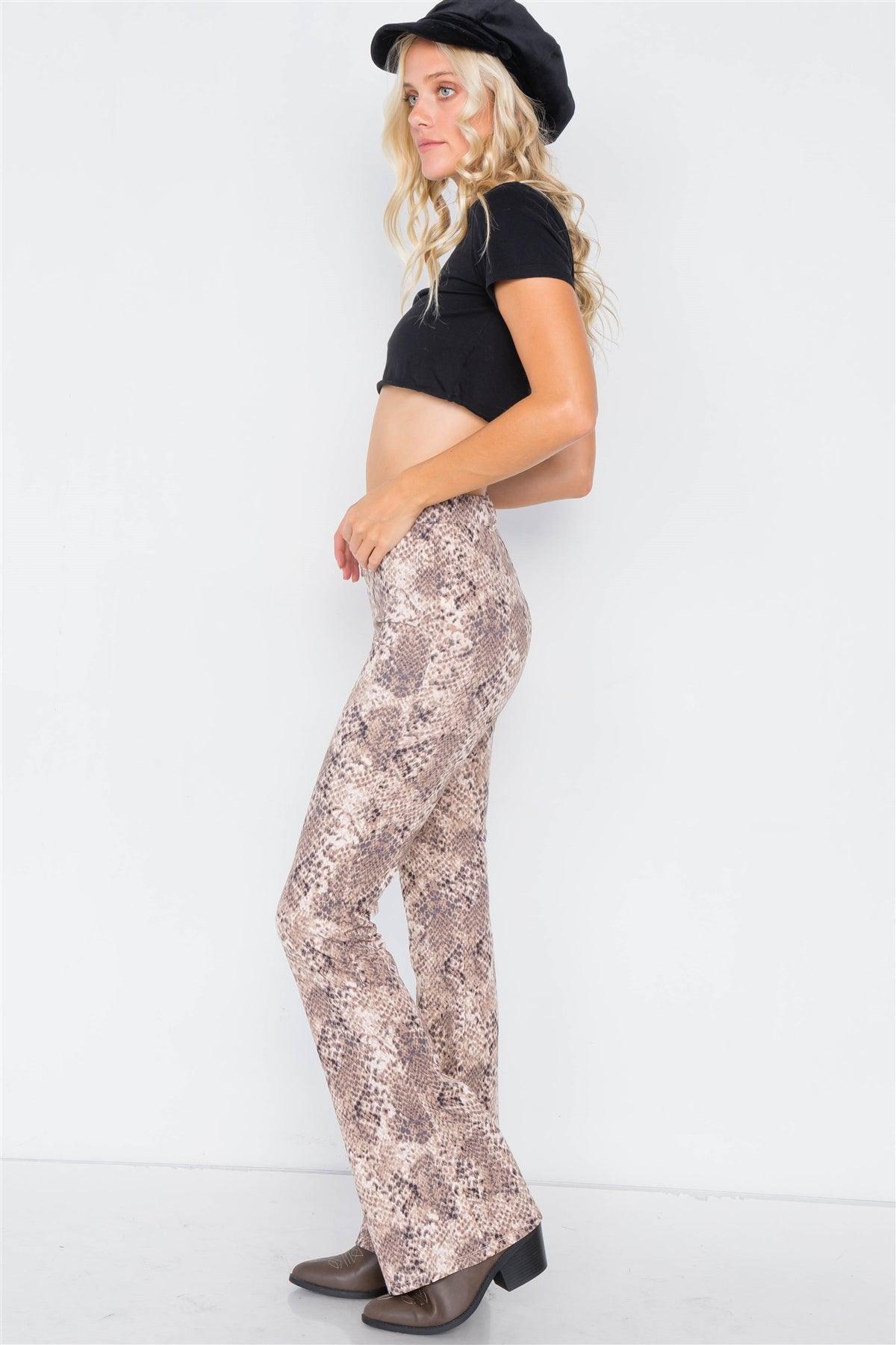 Snake Print High-Waist Flare Pant Leggings /3-2-1