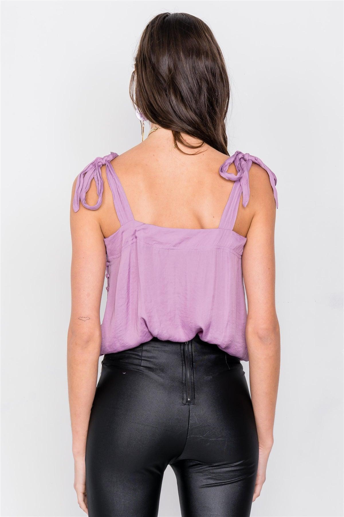 Lilac Relaxed Fit Side Button Snap Thong Bodysuit /3-2-1