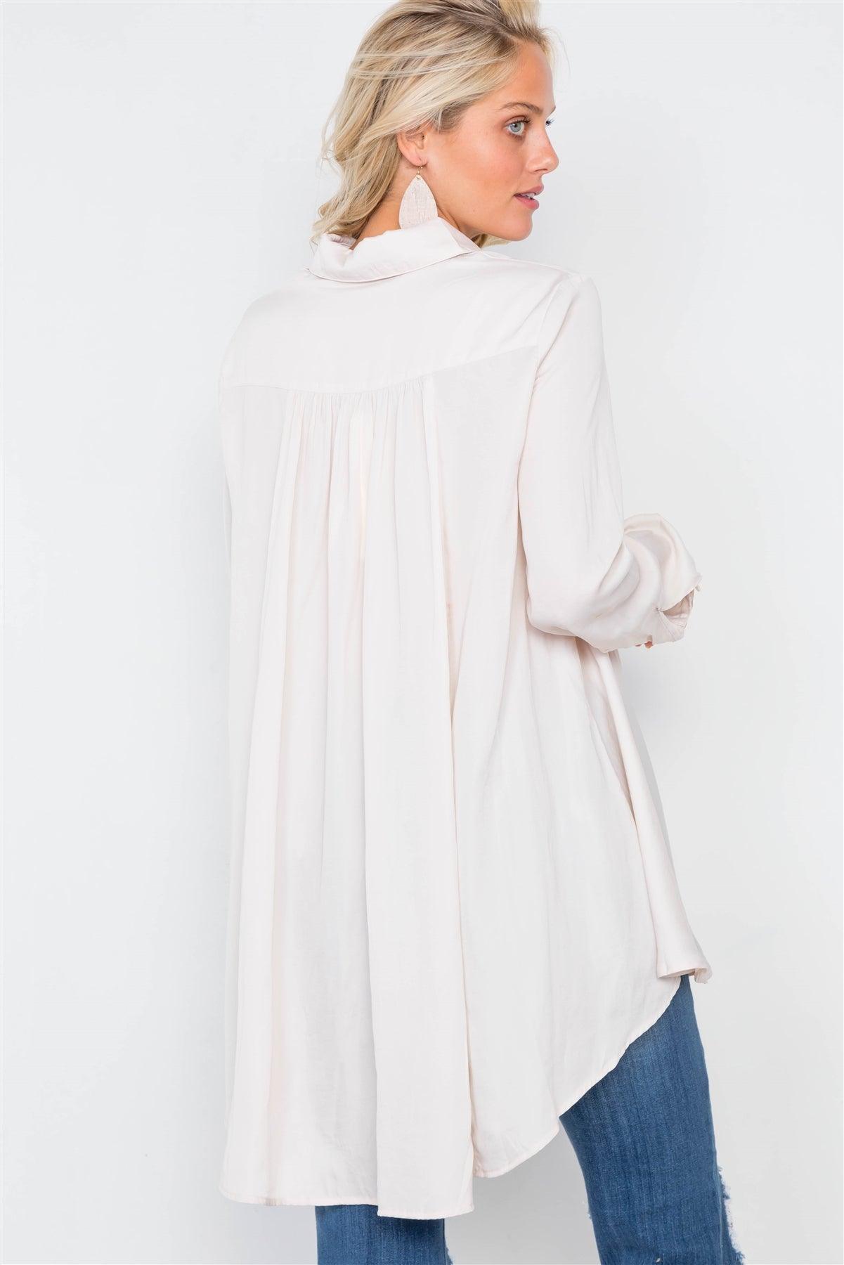 Silk Ecru High-Low Tunic Dress /3-2-1