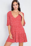 Clay Polkadot Boho Chic Flounce Sleeve Mini Dress /3-2-1