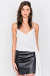 White Self Tie Side Sash V-Neck Casual Cami Top