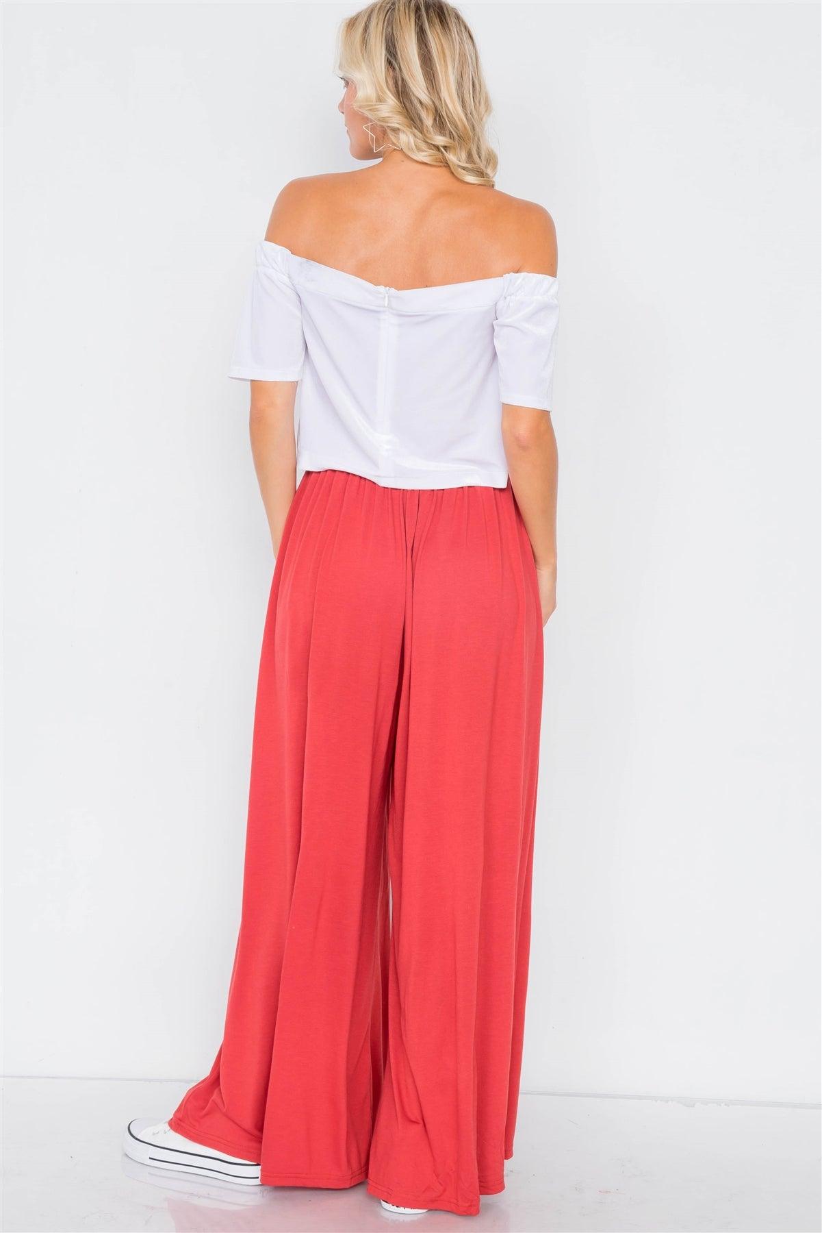 Light Brick Wide Leg Maxi Hipster High Waist Pant /3-2-1