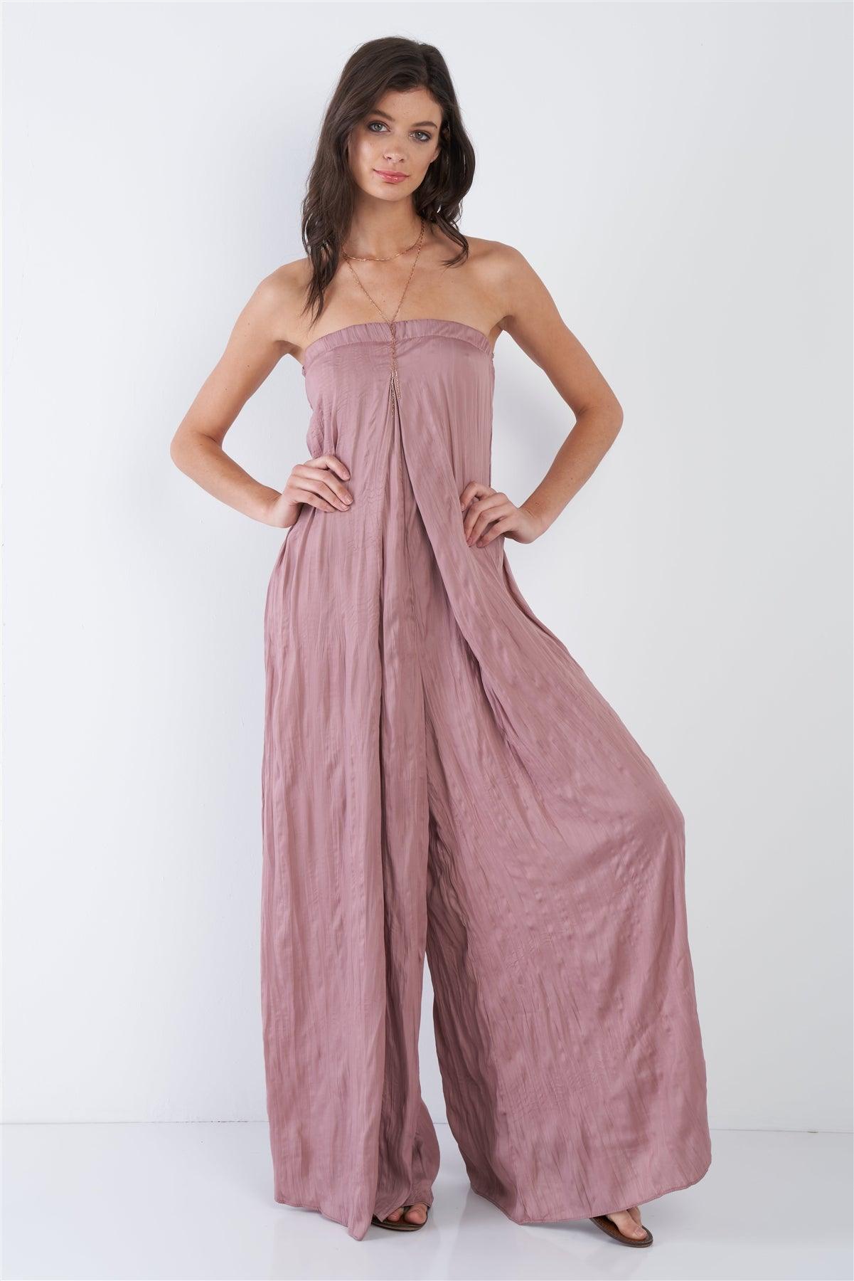 Wood Rose Sleeveless Wide Leg Relaxed Fit Jumpsuit  /2-2-1