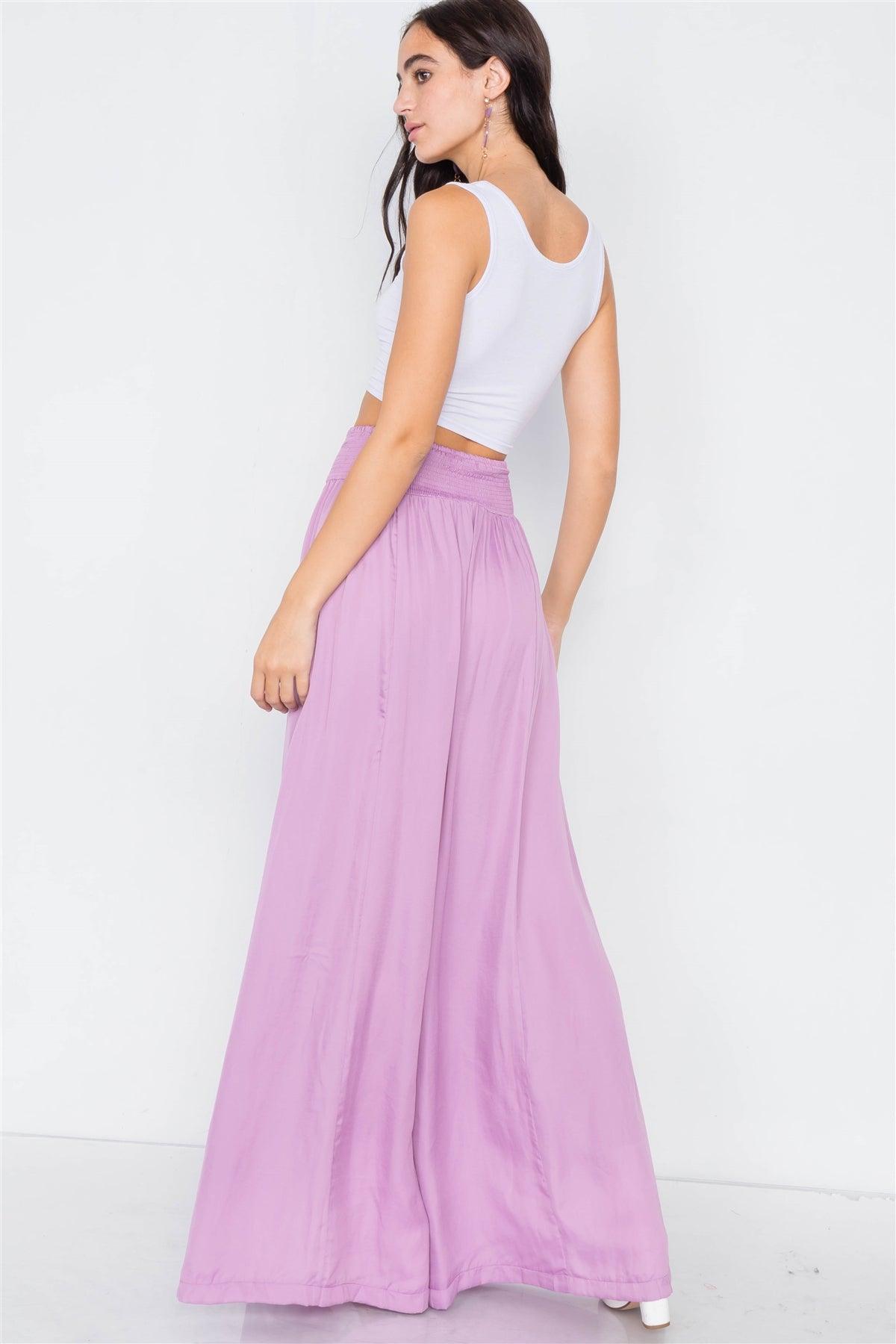 Satin Lilac Wide Flare Leg Hight-Waist Pants /3-2-1