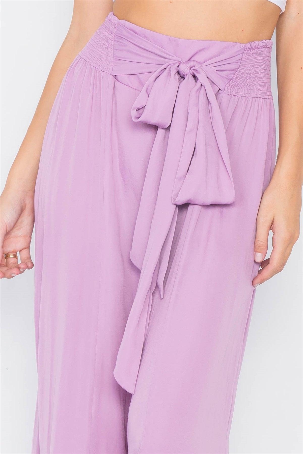 Satin Lilac Wide Flare Leg Hight-Waist Pants /3-2-1