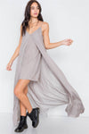 Silver Olive V-Neck Satin Cape Mini Dress /3-2-1