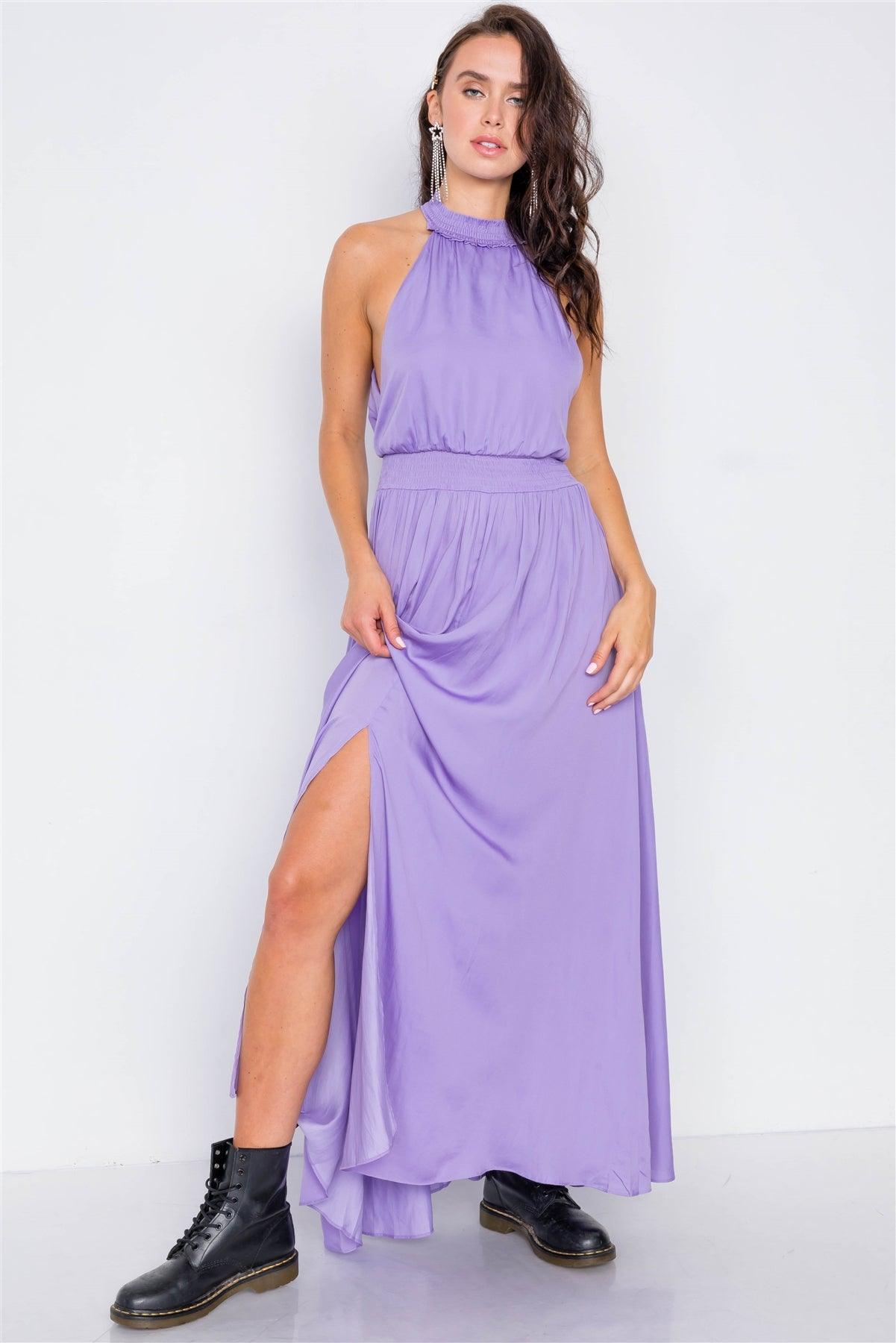 Halter Lavender Slit Maxi Dress /3-2-1