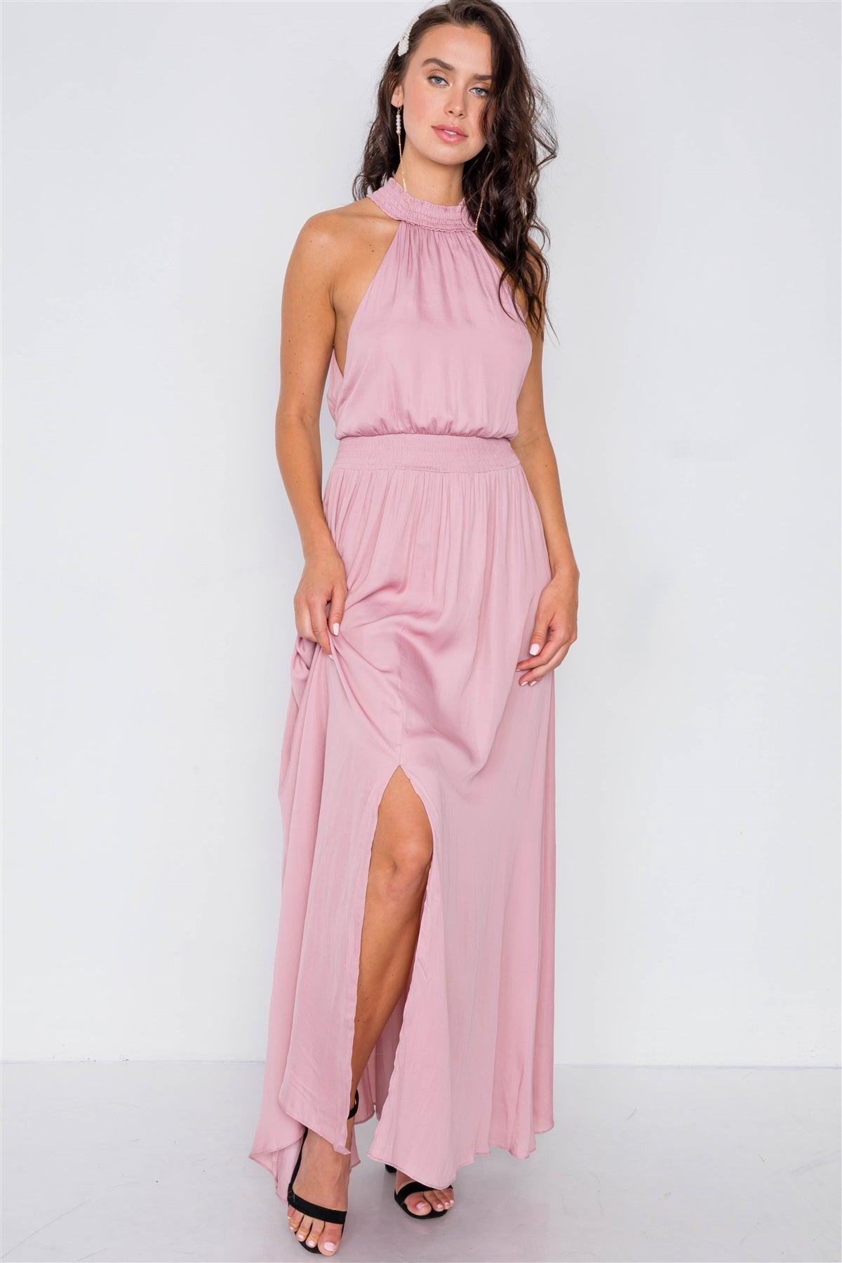 Halter Mauve Slit Maxi Dress /3-2-1