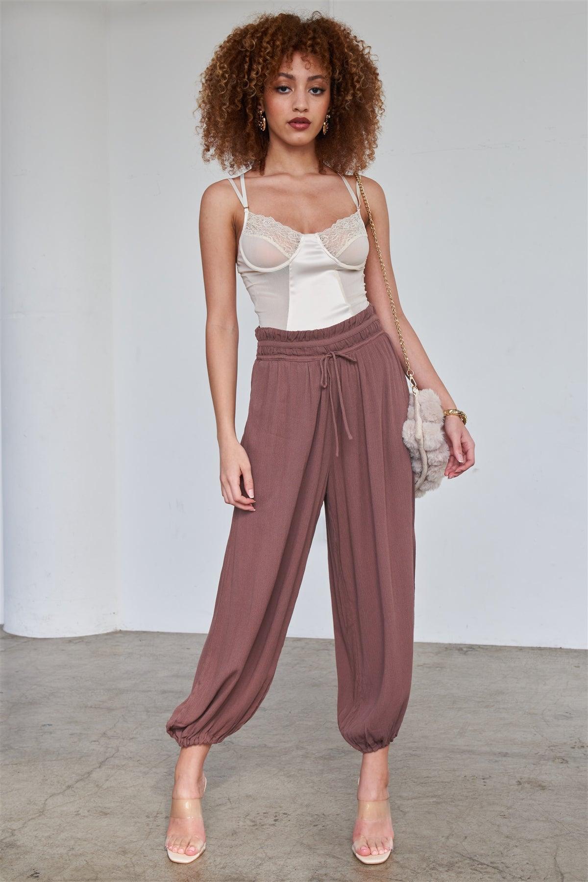 Cocoa Brown Relaxed Fit Boho Chic Genie Pants /3-2-1