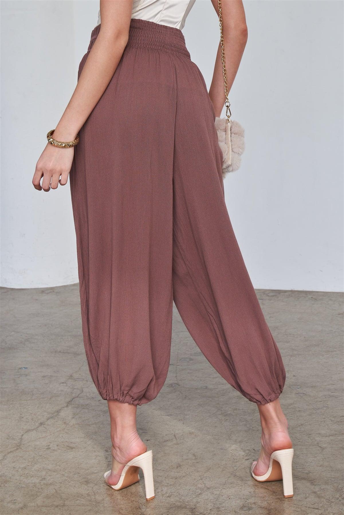 Cocoa Brown Relaxed Fit Boho Chic Genie Pants /3-2-1