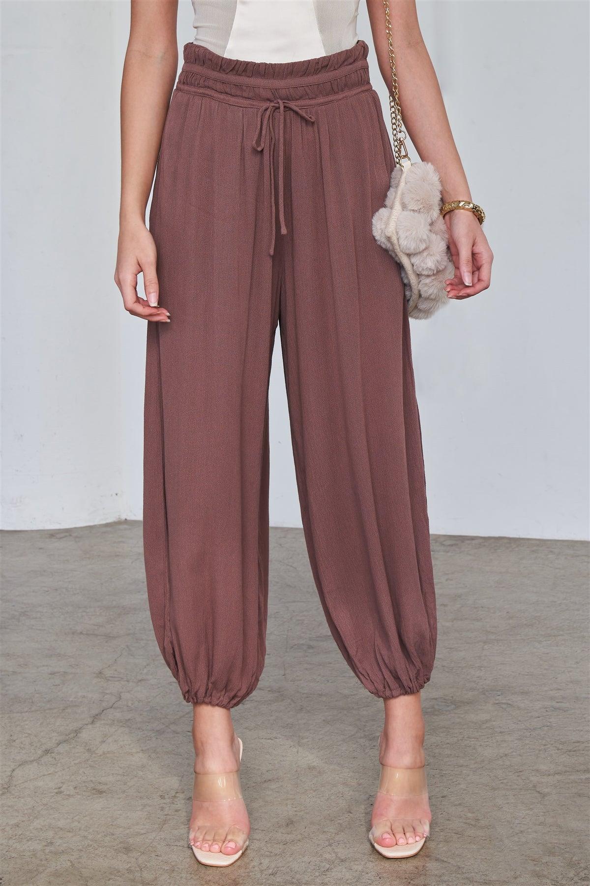 Cocoa Brown Relaxed Fit Boho Chic Genie Pants /3-2-1