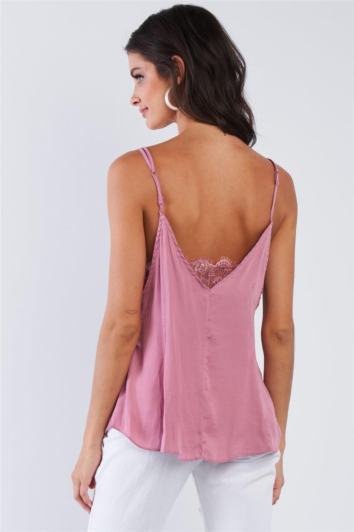 Mauve Pink Layered Lace Babydoll Cami Top /3-2-1