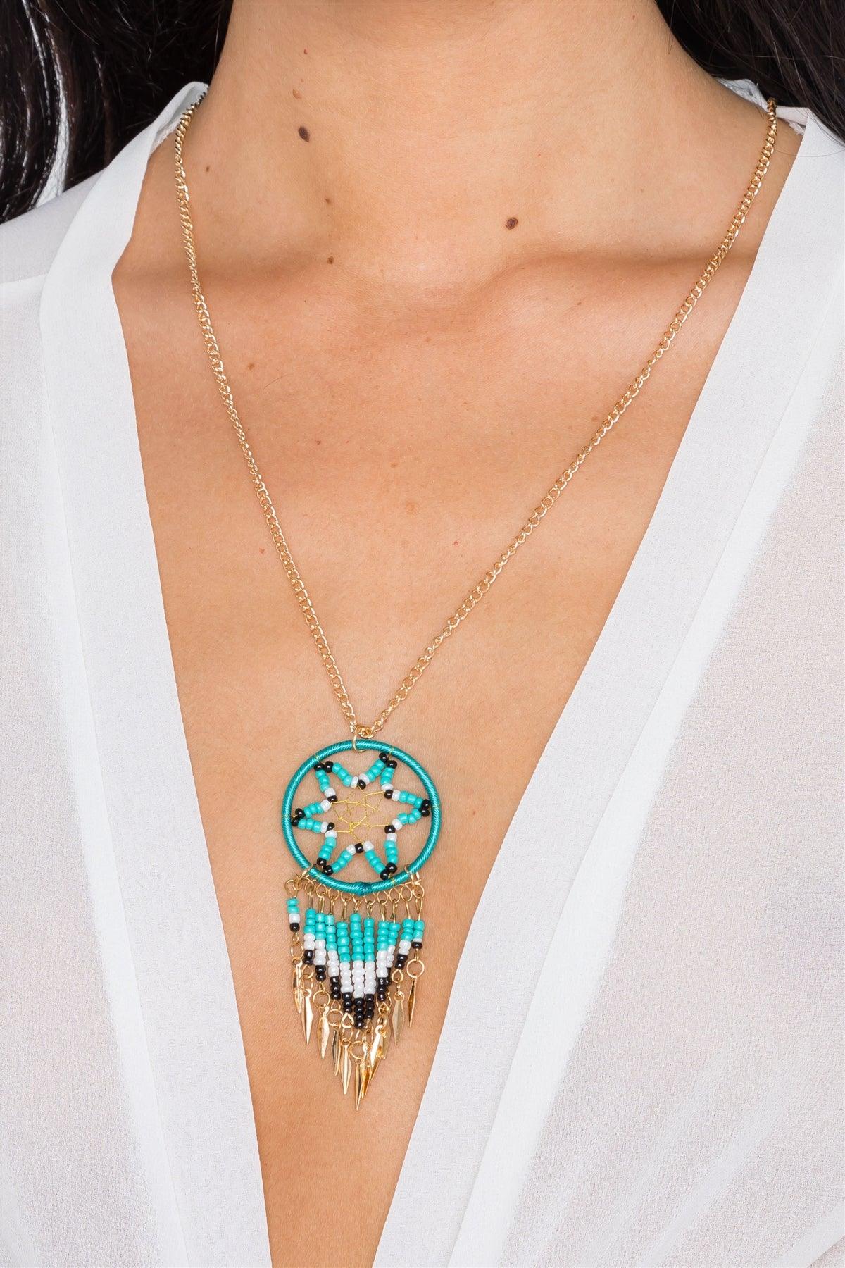 Turquoise Star Boho Dreamcatcher Earring & Pendant Necklace Set /11 Sets